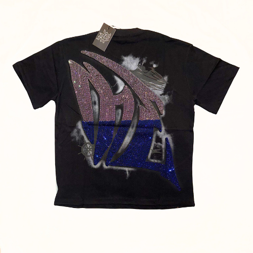 BLACK ‘JETSKI’ RHINESTONE TEE