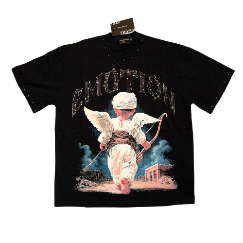 RHINESTONE ARCH ANGEL TEE BLACK
