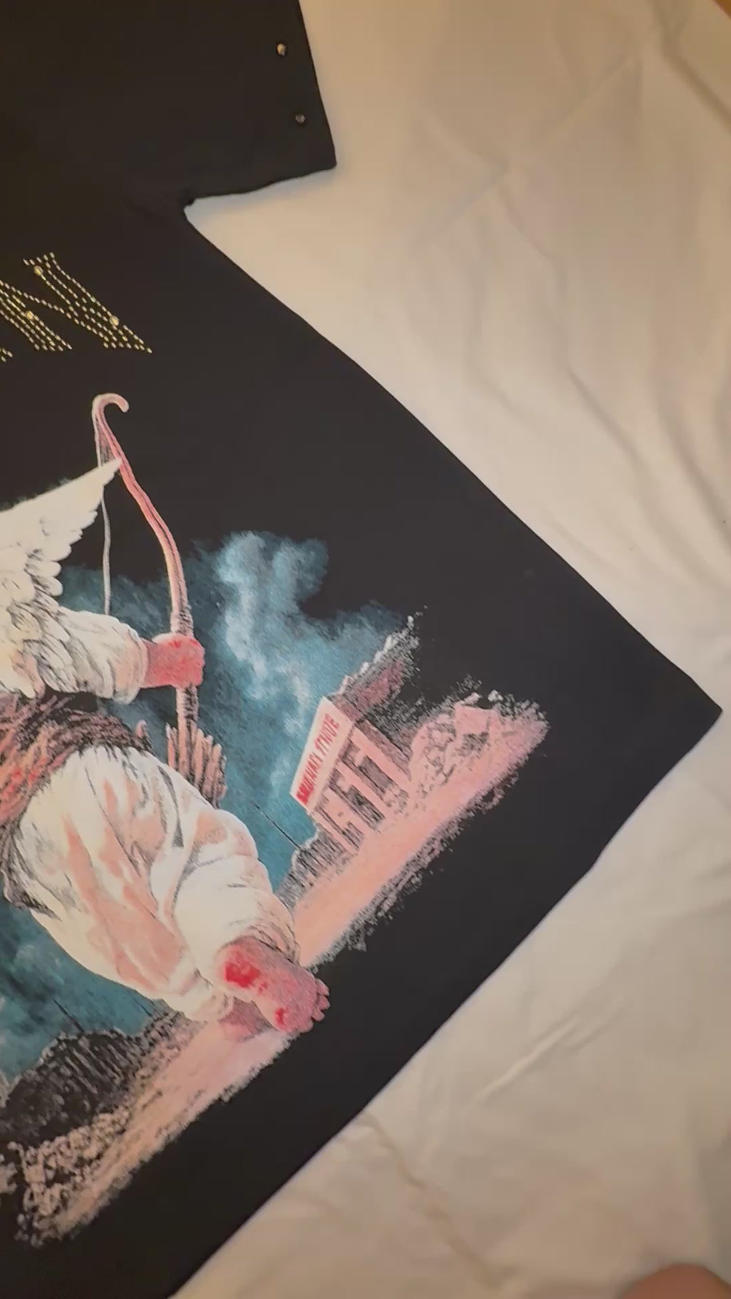 RHINESTONE ARCH ANGEL TEE BLACK