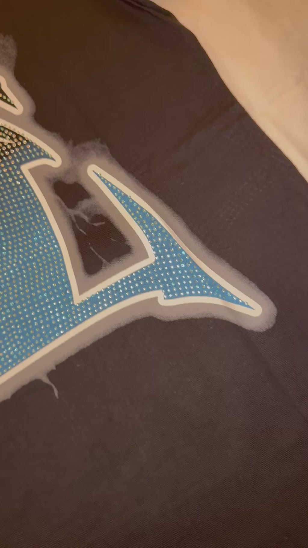 BLACK ‘DOVE’ RHINESTONE TEE